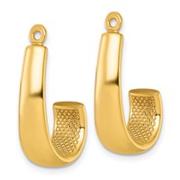 14K Yellow Gold Polished J-Hoop Earring Jackets view 2