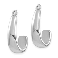 14K White Gold Polished J-Hoop Earring Jackets view 2