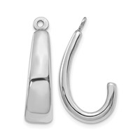 14K White Gold Polished J-Hoop Earring Jackets view 1