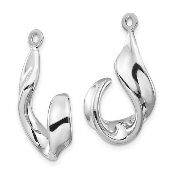14k White Gold Twisted Freeform J-Hoop Earring Jackets
