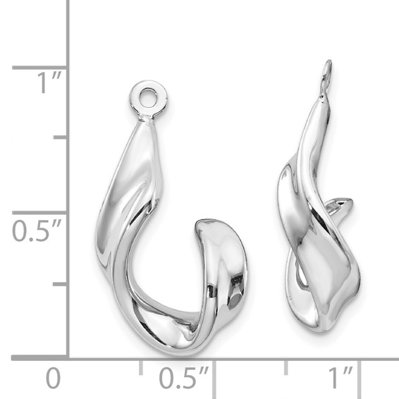 14k White Gold Twisted Freeform J-Hoop Earring Jackets