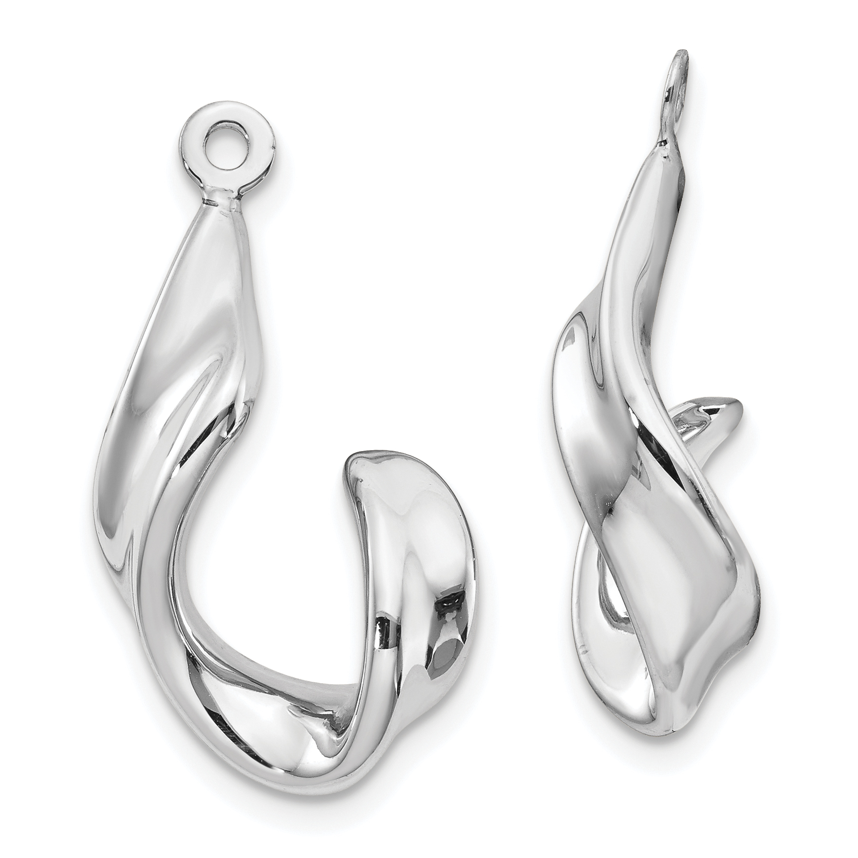 14k White Gold Twisted J Earring Jackets (YE1103)