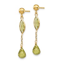14K Peridot Chain Dangle Post Earrings view 2