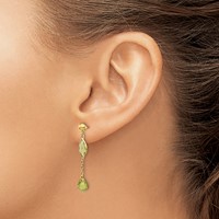 14K Peridot Chain Dangle Post Earrings view 3