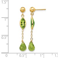 14K Peridot Chain Dangle Post Earrings view 4