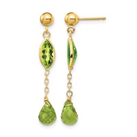 14K Peridot Chain Dangle Post Earrings view 1