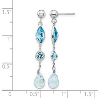 14K White Gold Blue Topaz Dangle Post Earrings view 4