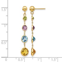 14K Yellow Gold Peridot Amethyst Blue Topaz Citrine Dangle Post Earrings view 4