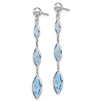 14K White Gold Marquise Blue Topaz Dangle Post Earrings view 2