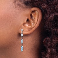 14K White Gold Marquise Blue Topaz Dangle Post Earrings view 3