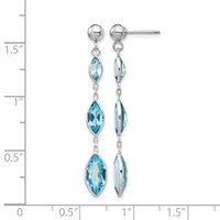 14K White Gold Marquise Blue Topaz Dangle Post Earrings view 4