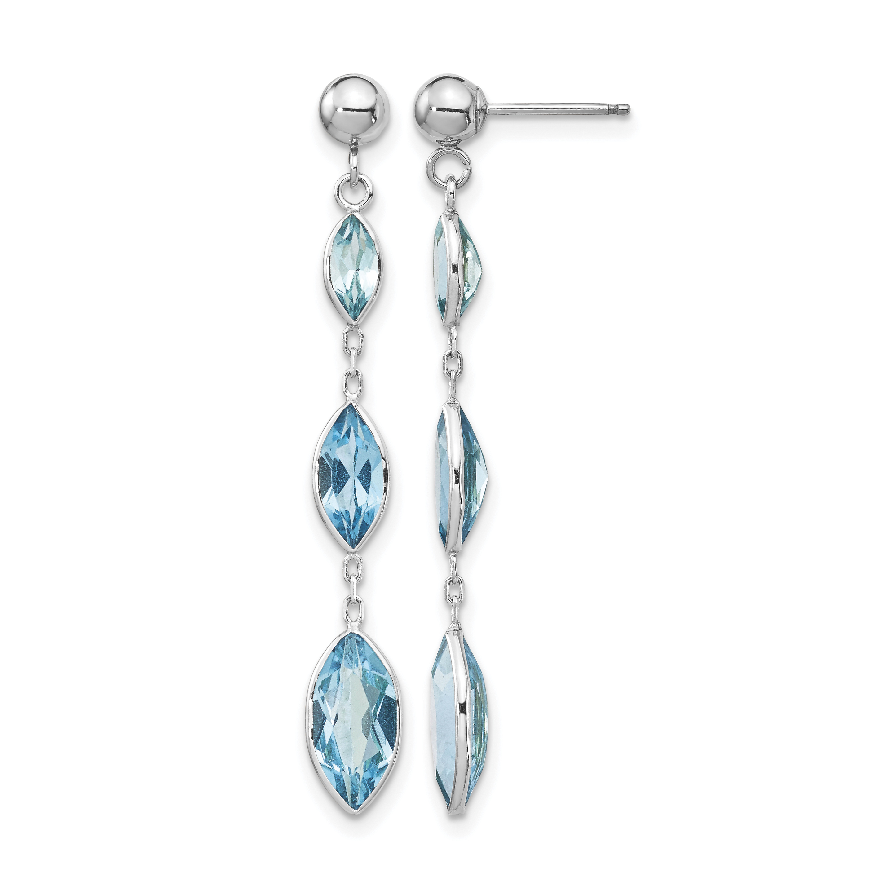 14K WG Blue Topaz Post Earrings (YE1378)