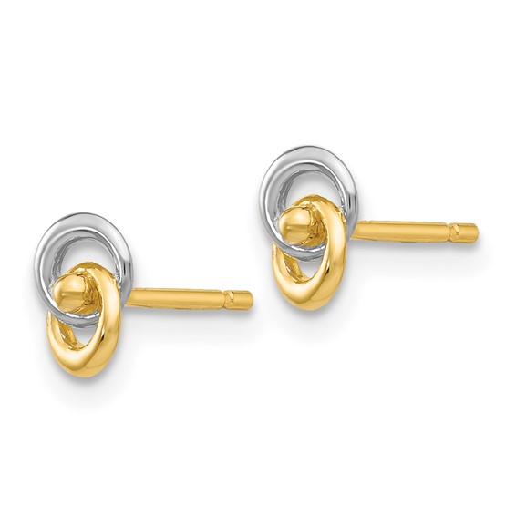 14k and White Rhodium 5mm Intertwined Love Knot Post Earrings