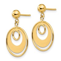 14K Circle Dangle Post Earrings view 2