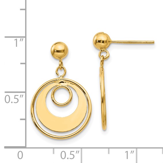 14k Circle Dangle Post Earrings
