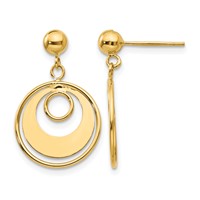 14K Circle Dangle Post Earrings view 1