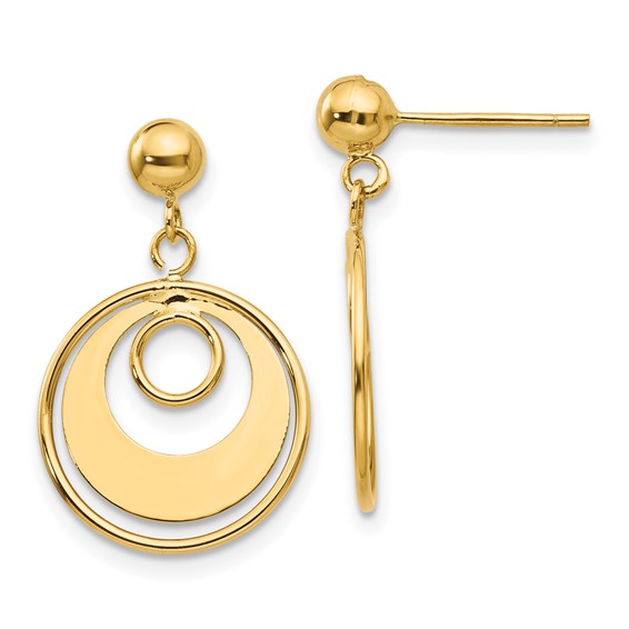 14k Circle Dangle Post Earrings