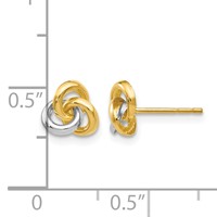 14K and White Rhodium Trinity Knot Post Earrings view 4