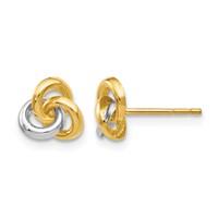 14K and White Rhodium Trinity Knot Post Earrings view 1