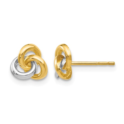 14K and White Rhodium Trinity Knot Post Earrings