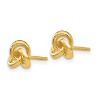 14K Yellow Gold Trinity Knot Post Earrings view 2