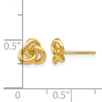 14K Yellow Gold Trinity Knot Post Earrings view 4