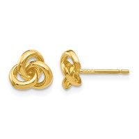 14K Yellow Gold Trinity Knot Post Earrings view 1