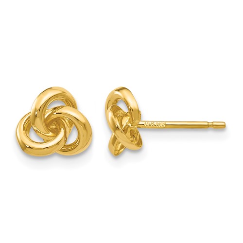 14K Yellow Gold Trinity Knot Post Earrings