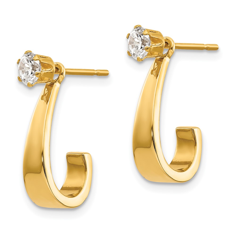 14k J Hoop with CZ Stud Earring Jackets (YE1482)