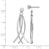 14K White Gold Curved Dangle Jackets with 4mm CZ Stud Earrings view 4