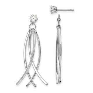 14k White Gold Curved Dangle Jackets with 4mm CZ Stud Earrings