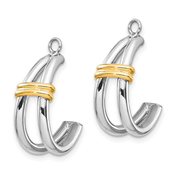 14k Two-tone J-Hoop Earring Jackets
