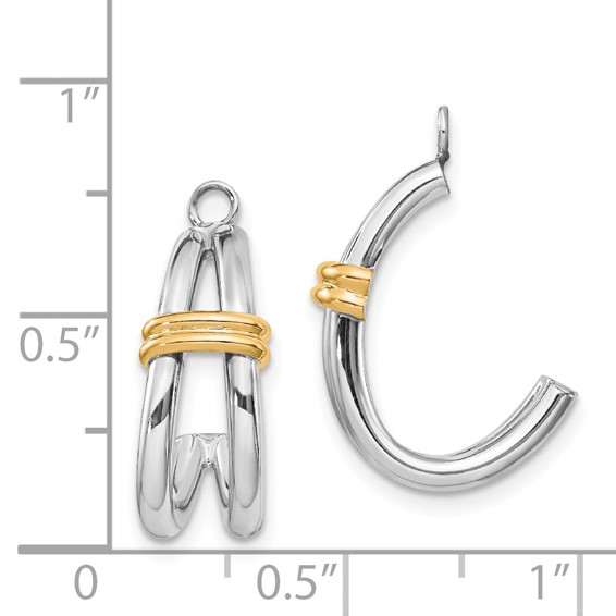14k Two-tone J-Hoop Earring Jackets
