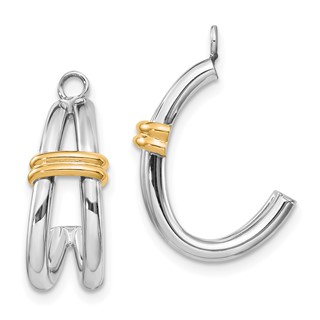 14k Two-tone J-Hoop Earring Jackets