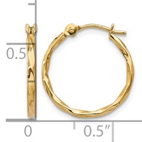 14K Yellow Gold Twist Hoop Earrings view 4