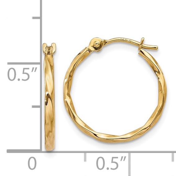 1.5mm Gold Twisted Hoop Earrings