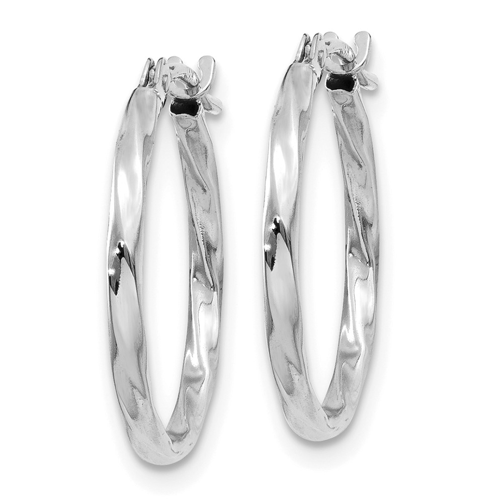 14k White Gold Twisted Hoop Earrings (YE1501)