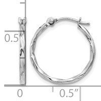 14K White Gold Twisted Hoop Earrings view 4