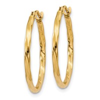 14K Yellow Gold Twist Hoop Earrings view 2
