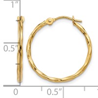 14K Yellow Gold Twist Hoop Earrings view 3