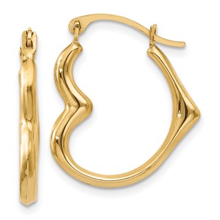 Gold Heart Shaped Hoop Earrings