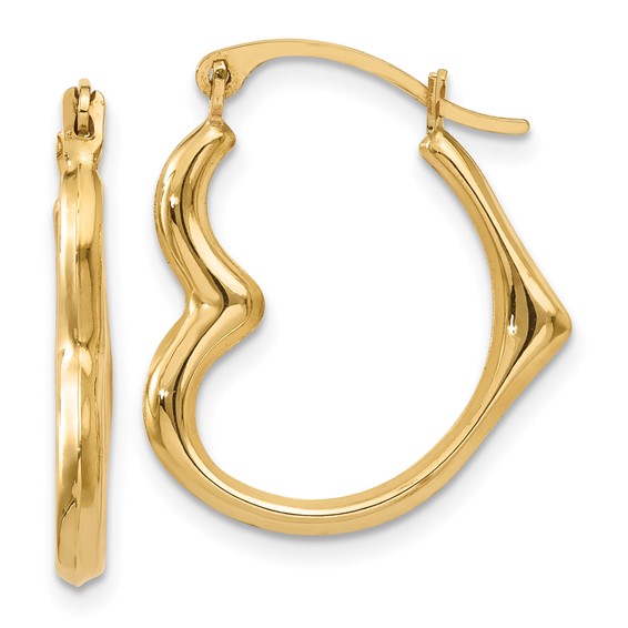 Gold Heart Shaped Hoop Earrings