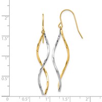 14K Two-tone Twist Dangle French Hook Earrings view 4