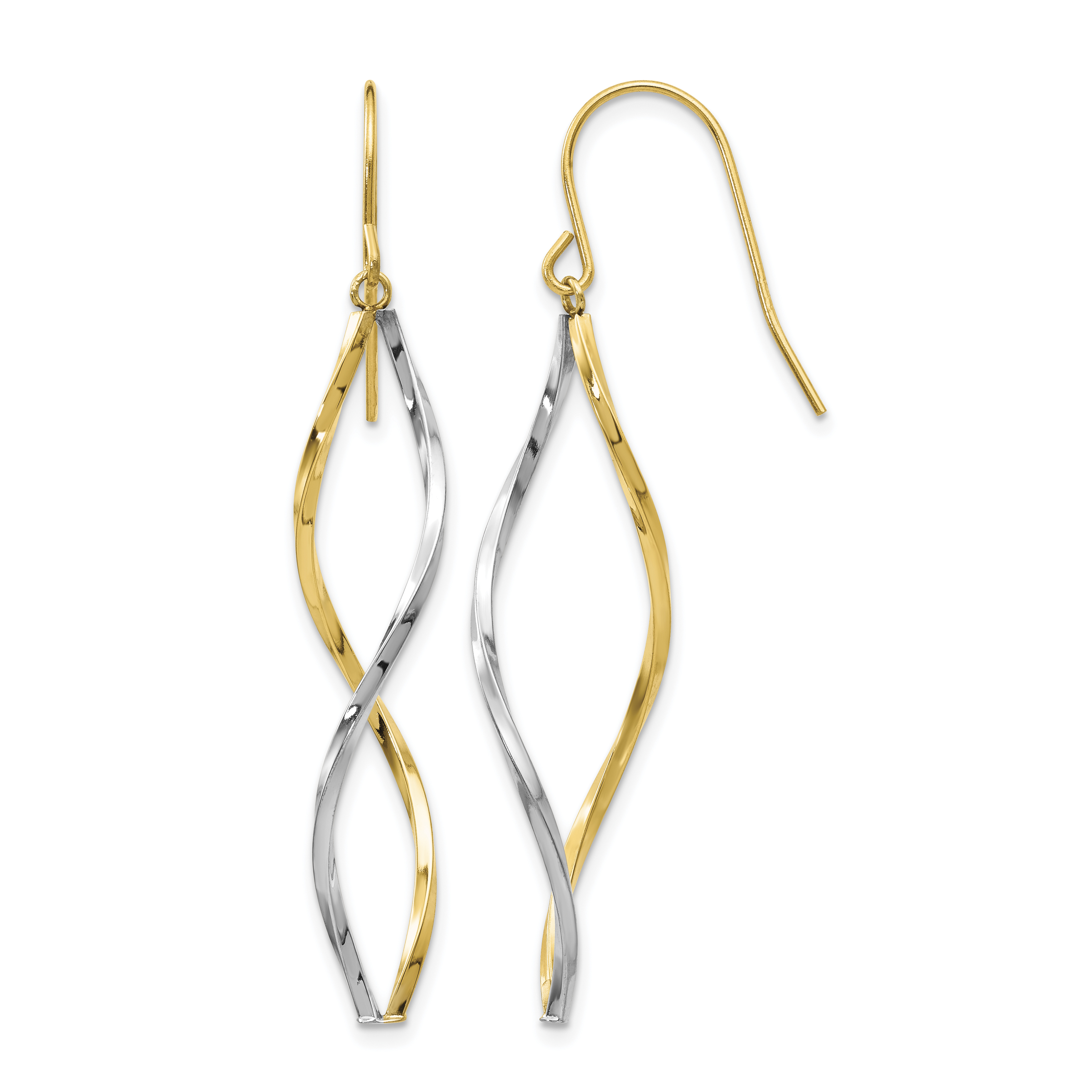 14k Two-tone Twist Dangle Earrings (YE1511)