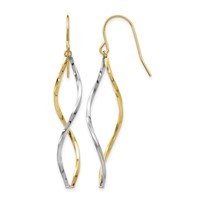 14K Two-tone Twist Dangle French Hook Earrings view 1