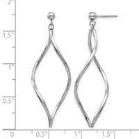 14K White Gold Twisted Oval Dangle Post Earrings view 4