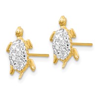 14K White Crystal Turtle Post Earrings view 2