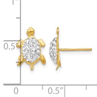 14K White Crystal Turtle Post Earrings view 4