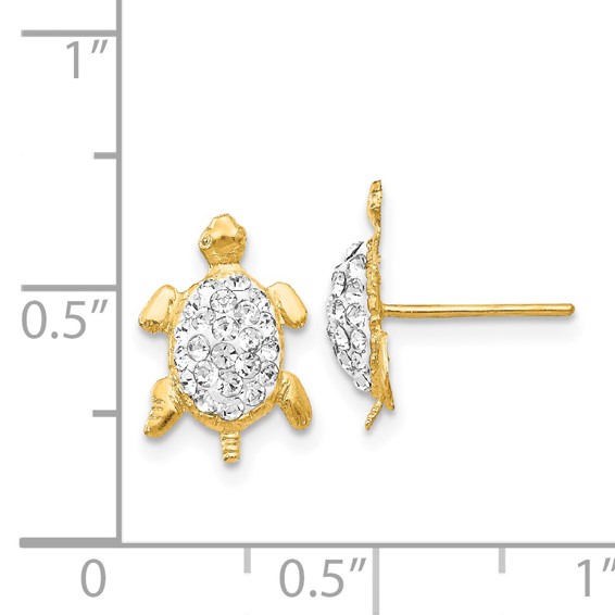 14k White Crystal Turtle Post Earrings