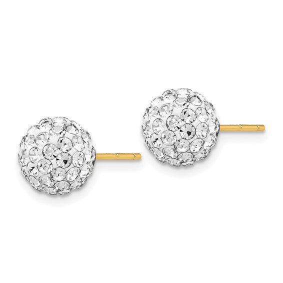 Gold Crystal Ball Post Earrings
